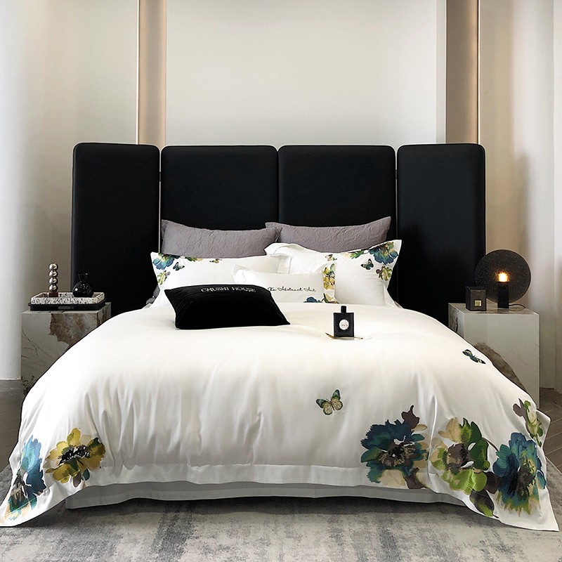 Home Textiles Super Soft - 자수 화이트 이집트 코튼 실키 소프트