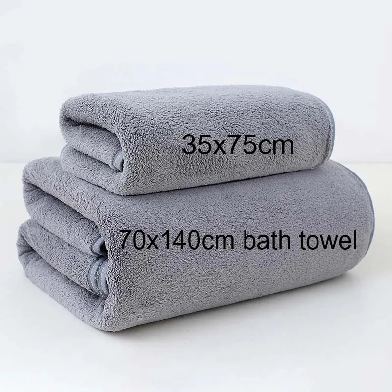 Home Textiles Towel Set - 회색 핑크 단색 코랄 플리스 두꺼운