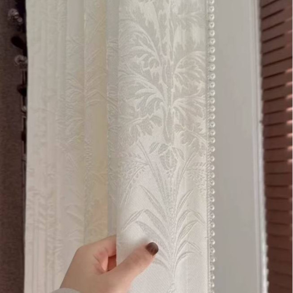 Home Textiles Luxury Curtains - 고급 엠보싱 자카드 커튼 골든 리프
