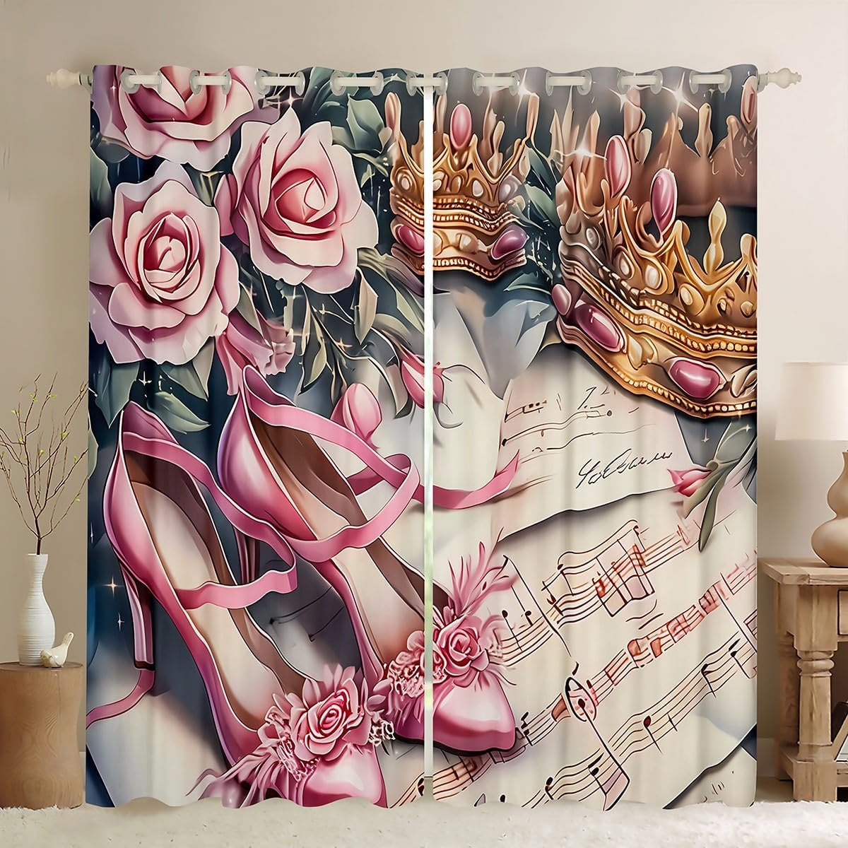 Home Textiles Luxury Curtains - 핑크 로즈 힐 커튼 샤워 커튼