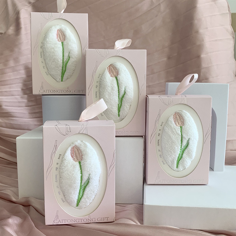 자수 튤립 핸드 타월 사각형 꽃무늬 부드러운 흡수성 좋 - Home Textiles Towel Set 리뷰 및 가격