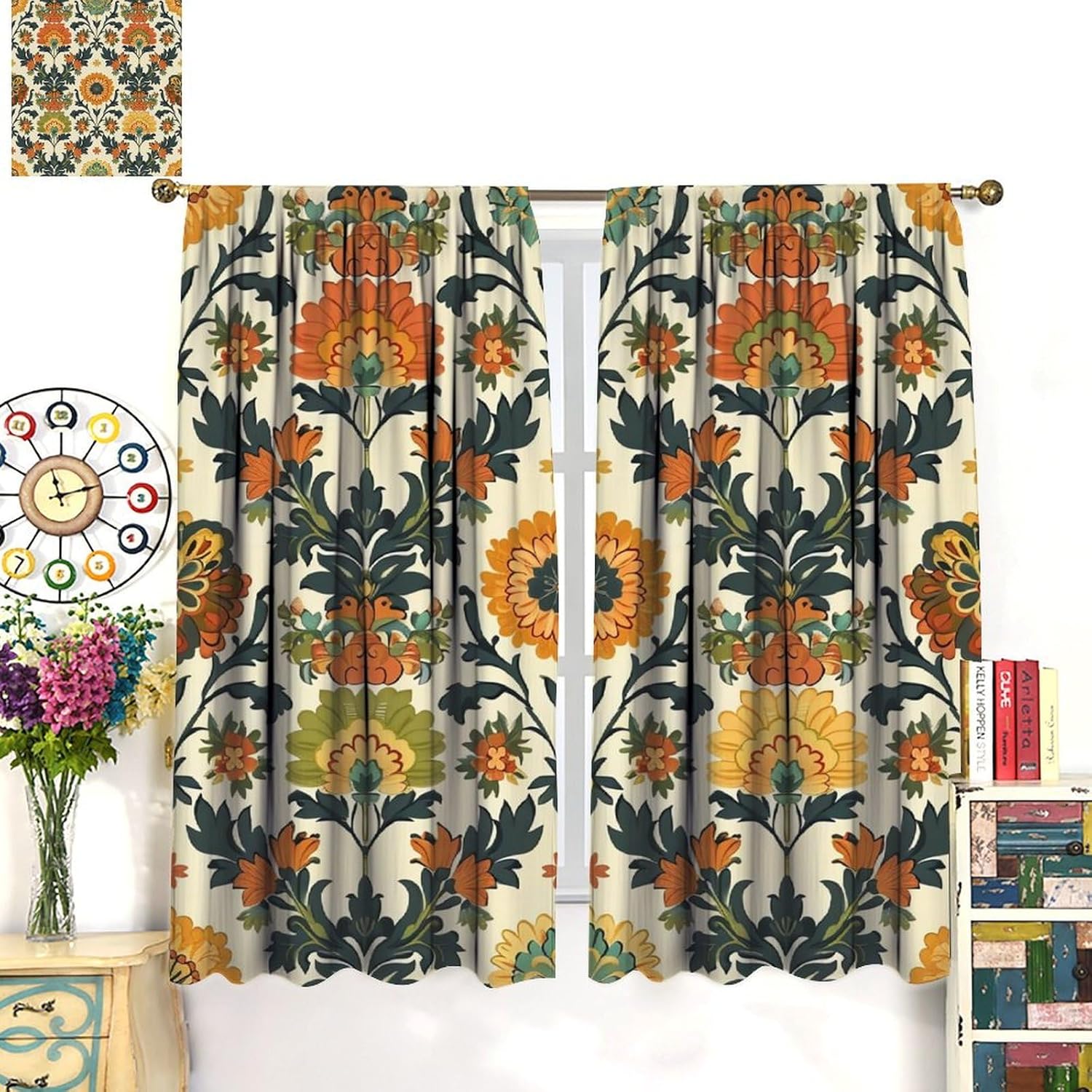 럭셔리 꽃무늬 커튼 폴리에스테르 장식 커튼 거실 침실  - Home Textiles Luxury Curtains 리뷰 및 가격