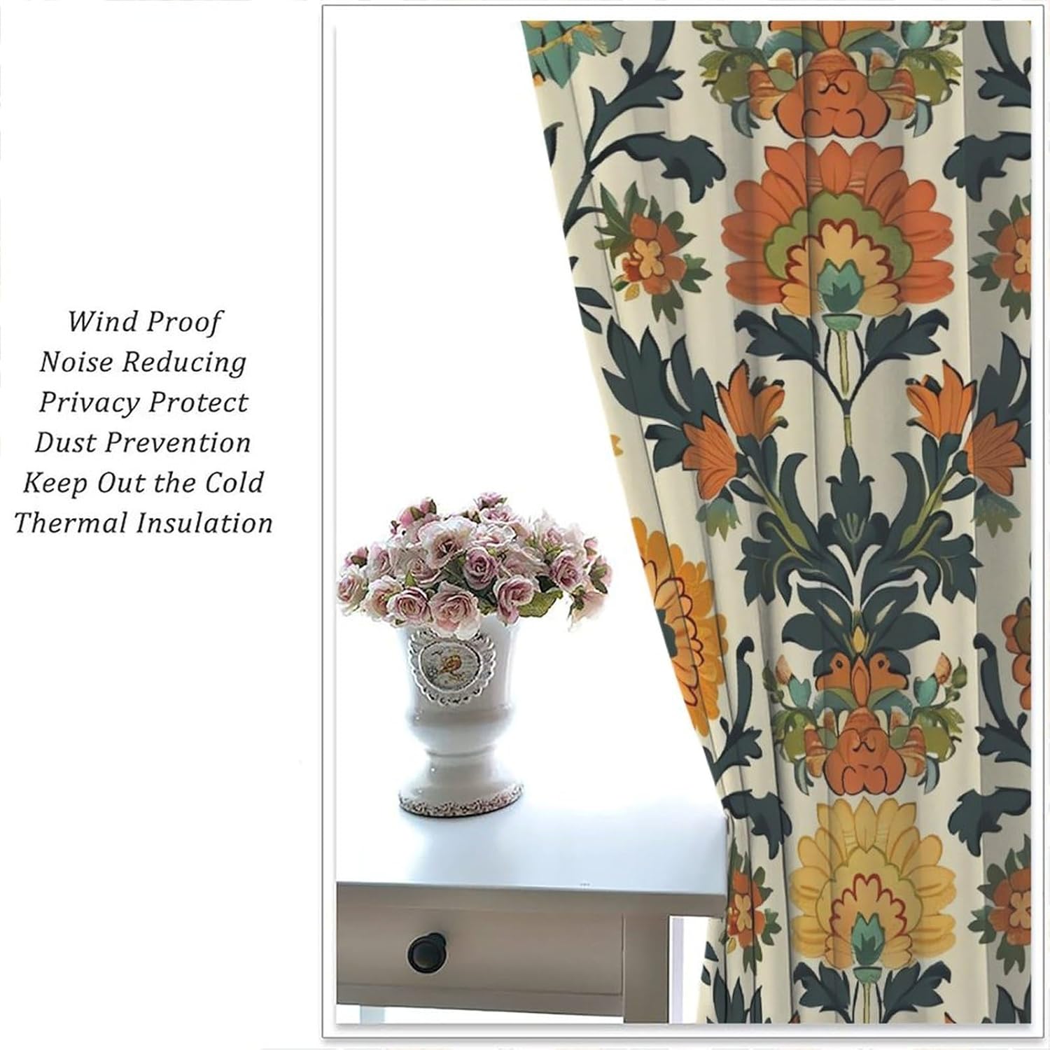럭셔리 꽃무늬 커튼 폴리에스테르 장식 커튼 거실 침실  - Home Textiles Luxury Curtains 리뷰 및 가격