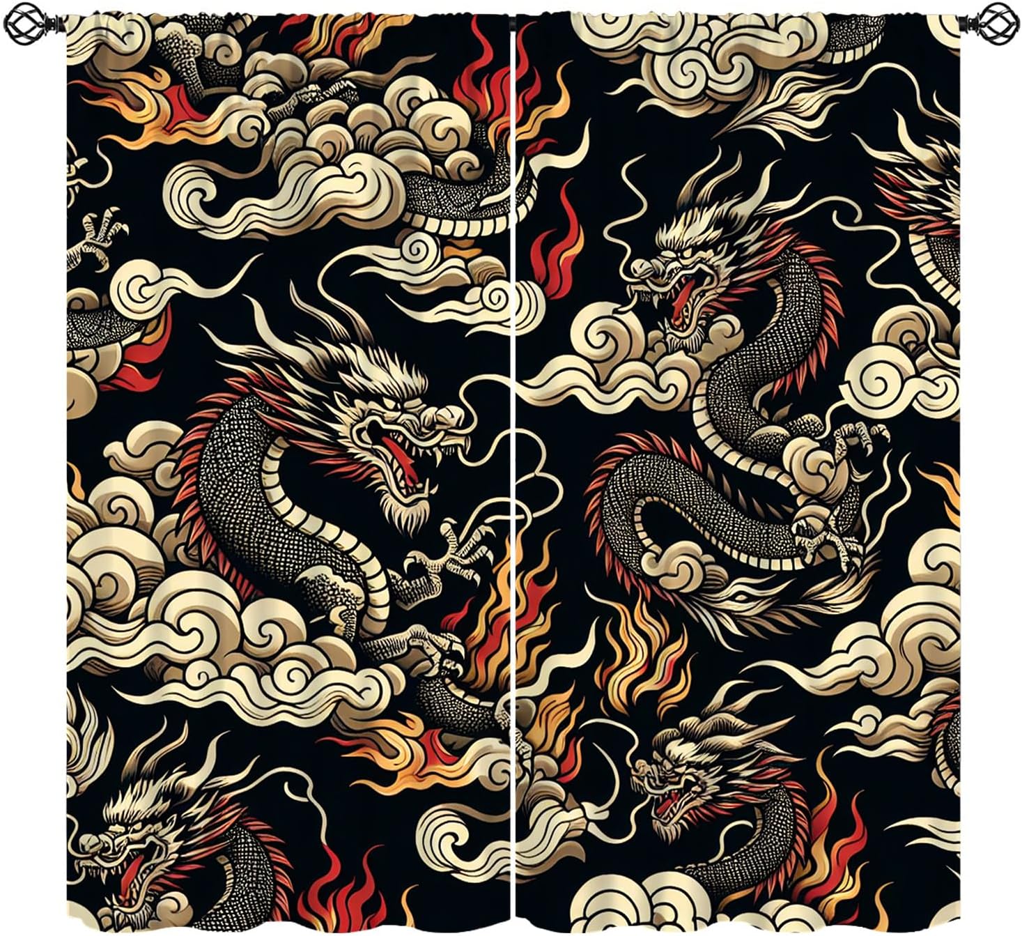 고급스러운 아시아 드래곤 커튼 검은 배경 중국 동양 스 - Home Textiles Luxury Curtains 리뷰 및 가격