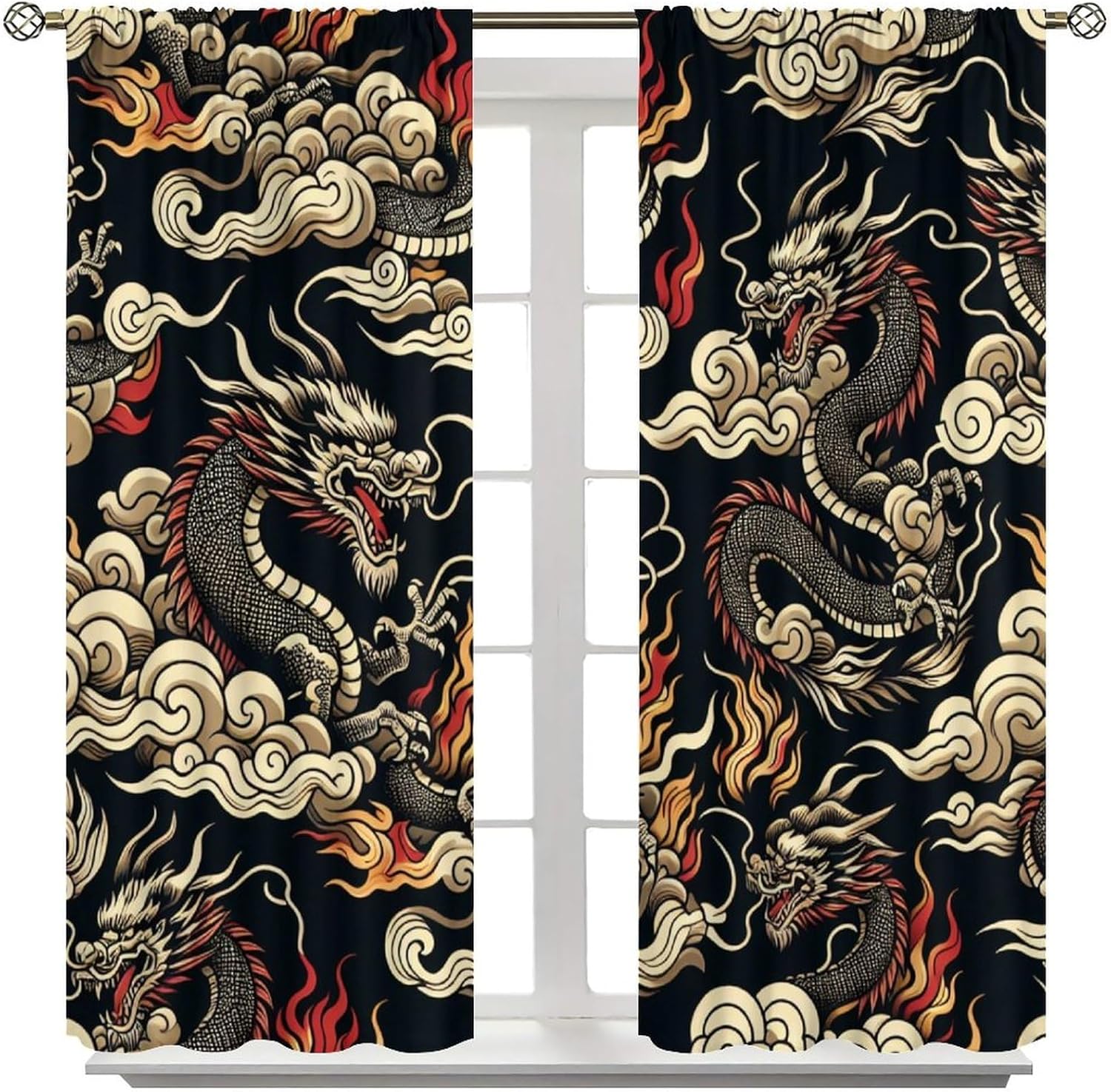 고급스러운 아시아 드래곤 커튼 검은 배경 중국 동양 스 - Home Textiles Luxury Curtains 리뷰 및 가격