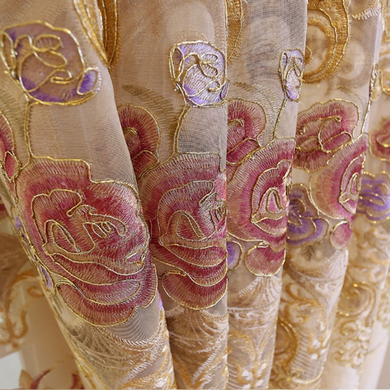베이지 색상 고품질 홈데코 윈도우 자수 커튼, 거실용  - Home Textiles Luxury Curtains 리뷰 및 가격