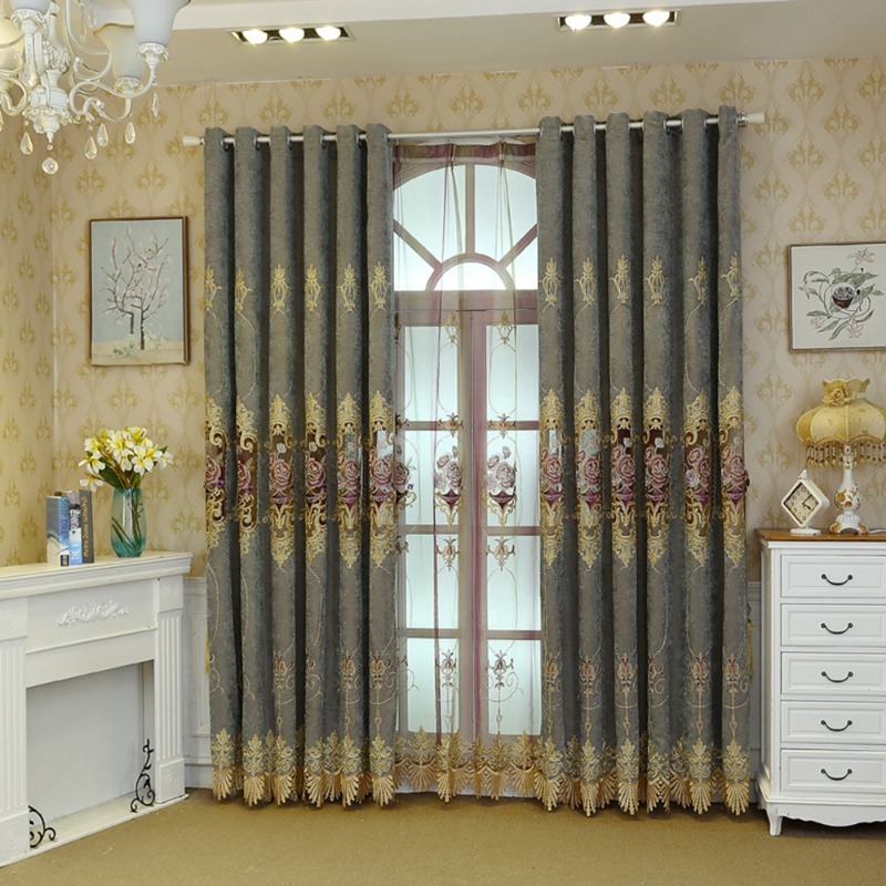 베이지 색상 고품질 홈데코 윈도우 자수 커튼, 거실용  - Home Textiles Luxury Curtains 리뷰 및 가격